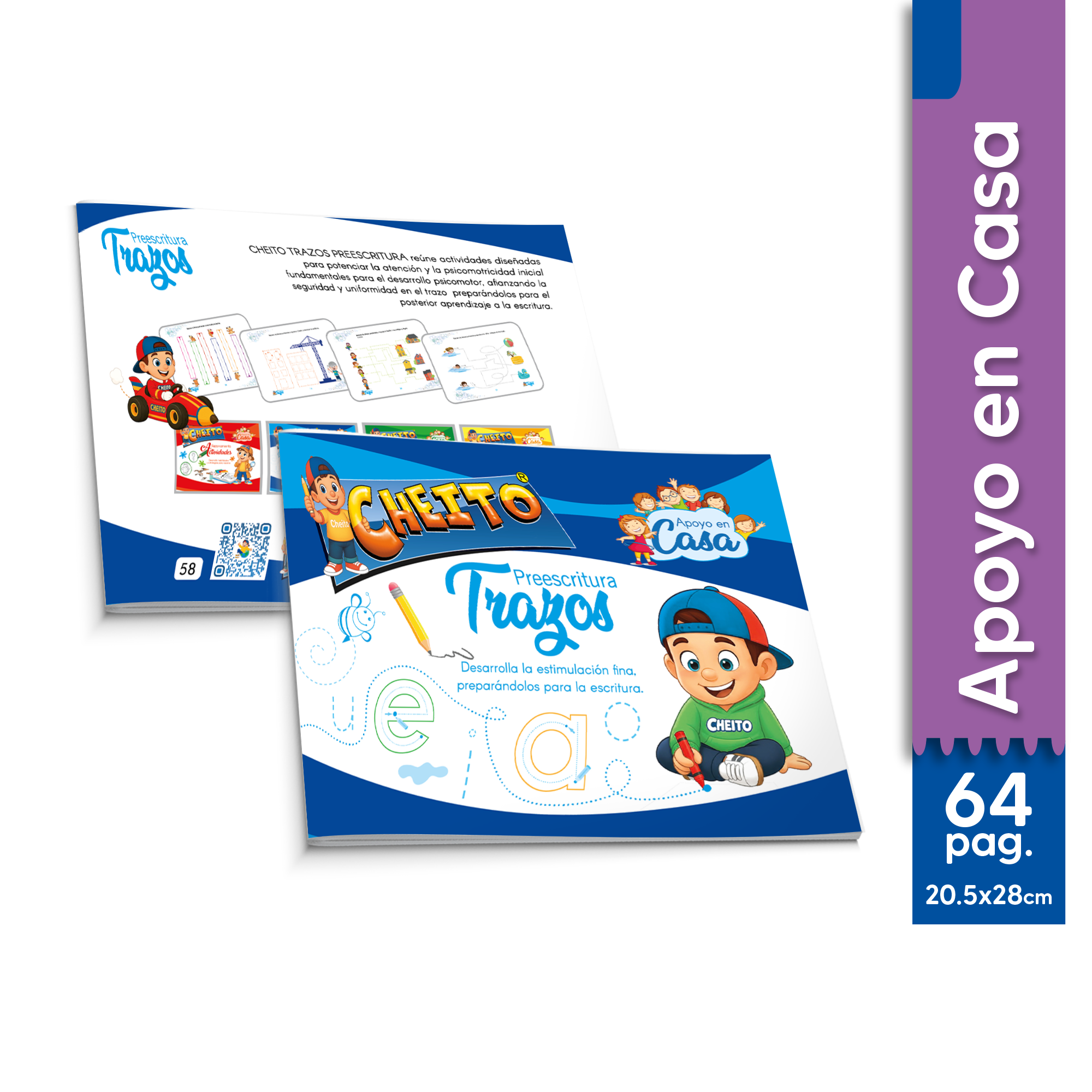 Cuaderno trazos preescritura para casa Cheito – aprestamiento homeschooling preescolar Colombia