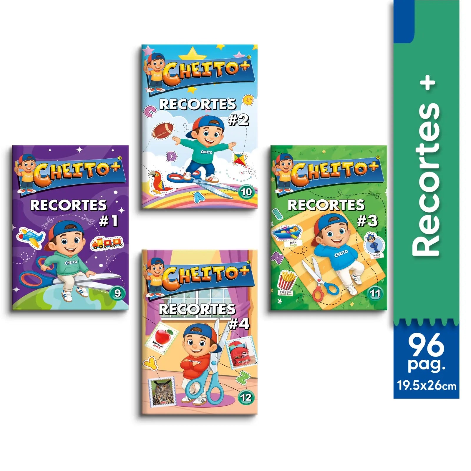 Kit cartillas de recortes para niños Cheito – 4 libros educativos Colombia