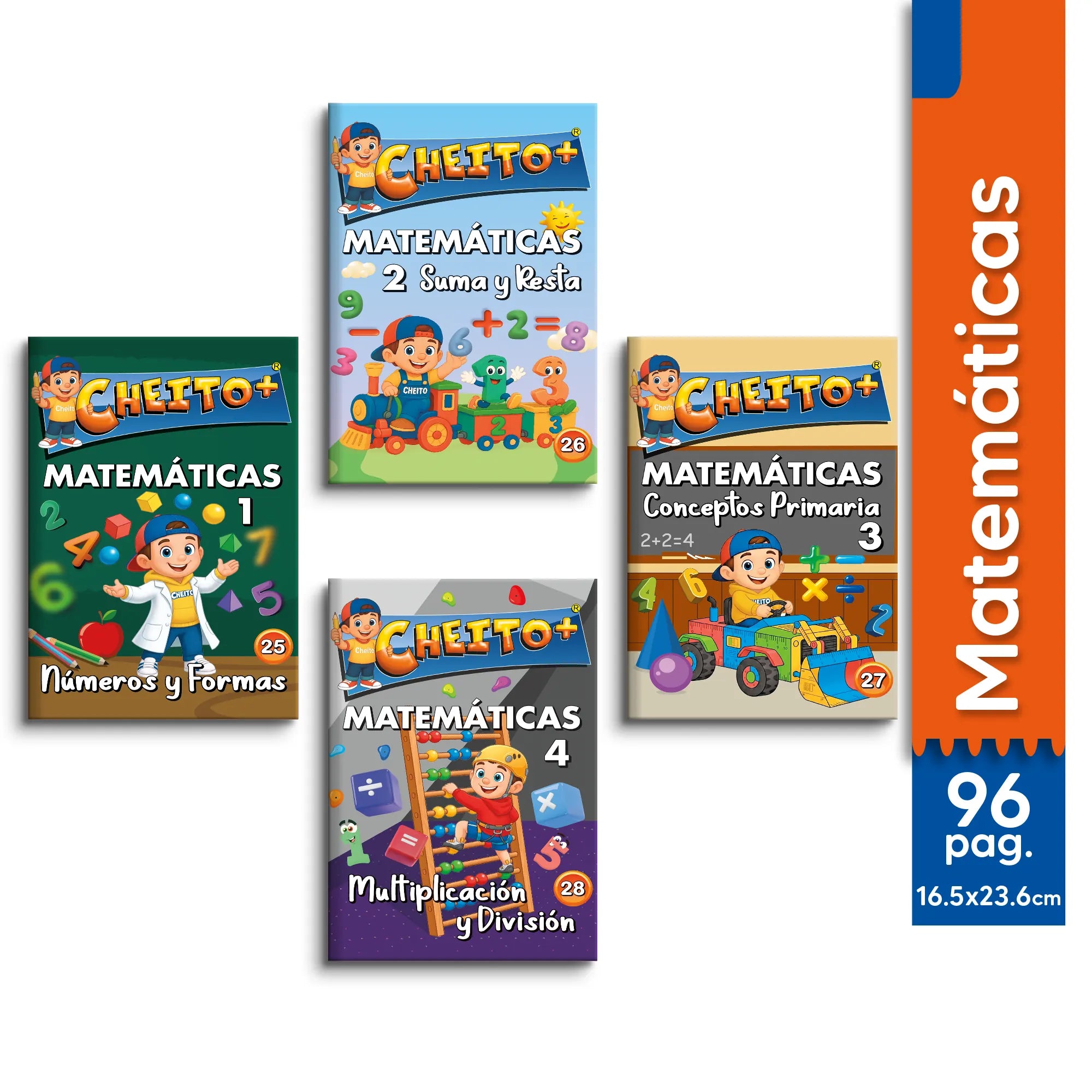Kit matemáticas para niños Cheito – 4 libros educativos primaria Colombia